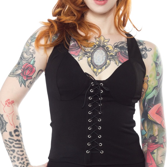 Sourpuss Tops - Sourpuss Magnolia Bustier Tank sz L